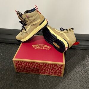 Vans Beige and Black High-Top Sneakers